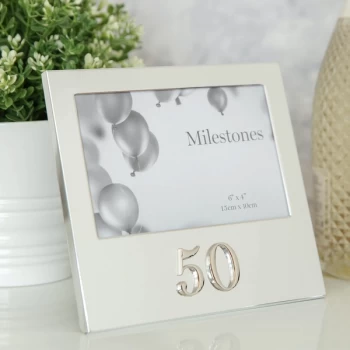 Image of 6" x 4" - Milestones Birthday Frame with 3D Number - 50