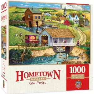 Image of Masterpieces Puzzle Hometown Gallery Last Swim of Summer Puzzle 1000 piece jigsaw puzzle