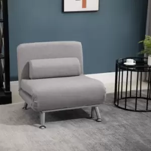 Image of HOMCOM Single Folding 5 Position Steel Convertible Futon Sleeper Chair Sofa Bed Mid Grey