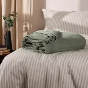 Image of Lark Crinkle Cotton Throw Eucalyptus, Eucalyptus / 130 x 180cm