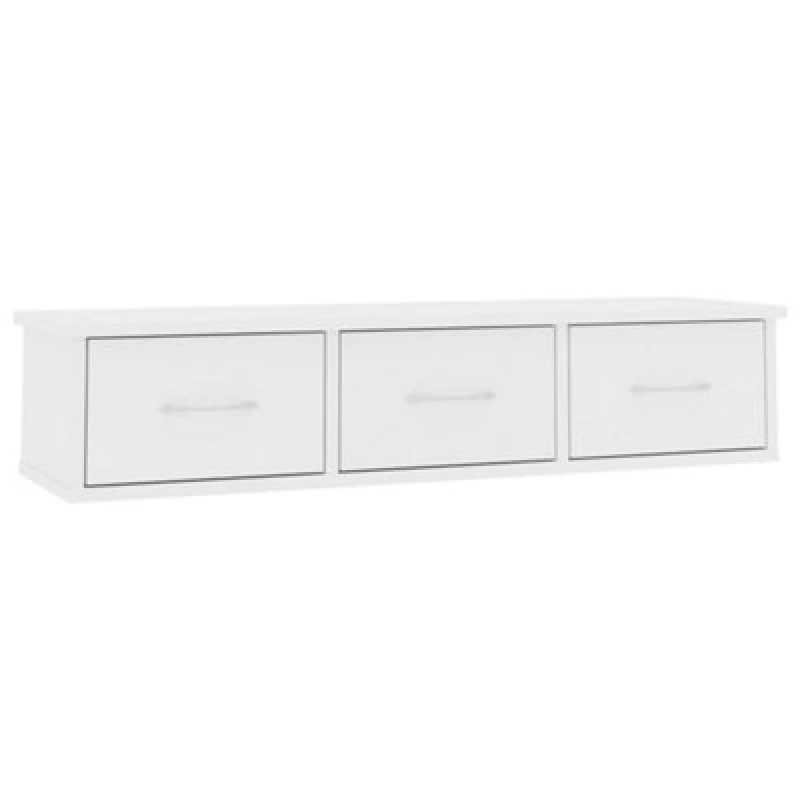 Image of Vidaxl Wall-Mounted Drawer Shelf White 88X26X18.5cm Engineered Wood