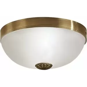 image of Loops - Wall Flush Ceiling Light Colour Bronzed Shade White Satin Glass Bulb E27 2x60W