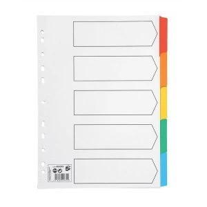 image of 5 Star Office Index 150gsm Card with Coloured Mylar Tabs 5 Part A4 White