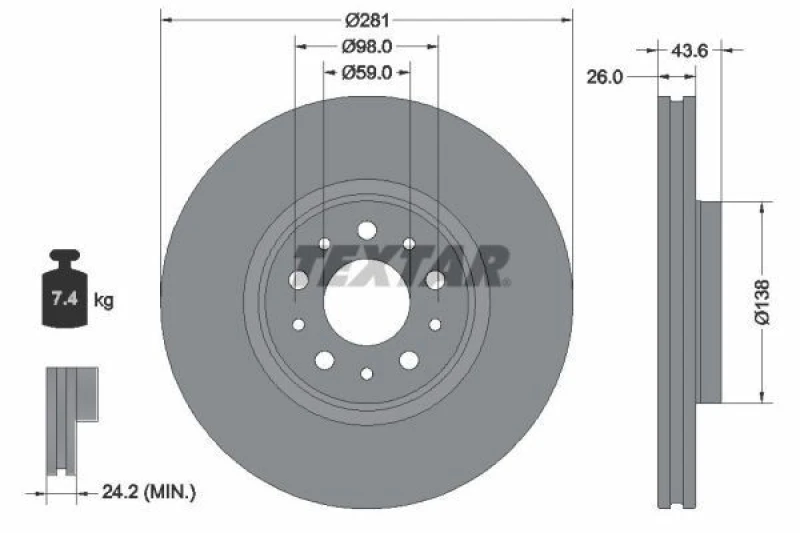 Image of Brake disc TEXTAR 92349303