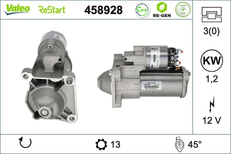 Image of Starter motor VALEO 458928