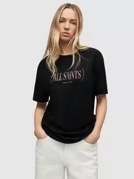 Image of Allsaints Rila Logo Boyfriend T-Shirt - Black