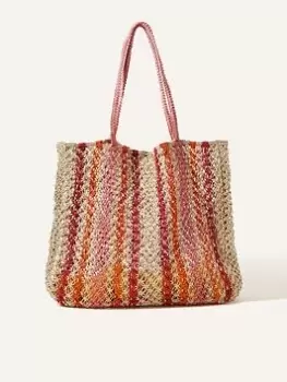 Image of Accessorize Stripe Macrame Shopper