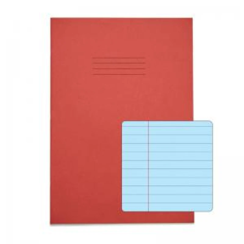 Image of Rhino A4 Special Exercise Book 48 Page Ruled F8M Red with Tinted...