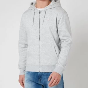 Image of Tommy Jeans Mens Regular Fleece Zip Hoodie - Light Grey Heather - L