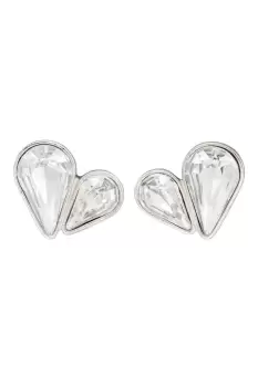 image of Recycled Sterling Silver & CZ Heart Stud Earrings