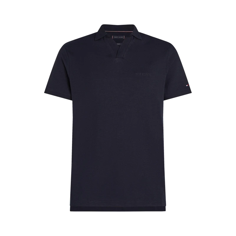 Image of Tommy Hilfiger Mens Cotton Linen Terry Short Sleeve Polo Shirt Desert Sky male S