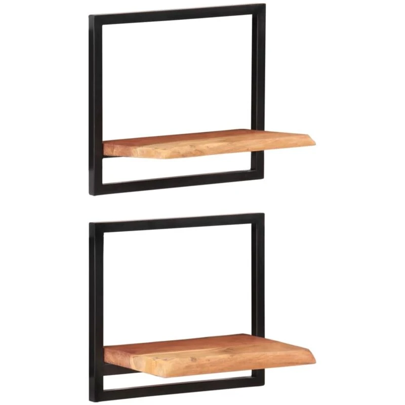 Image of VIDAXL Vidaxl - Wall Shelves 2 pcs 40x24x35cm Solid Wood Acacia and Steel 8720286672174