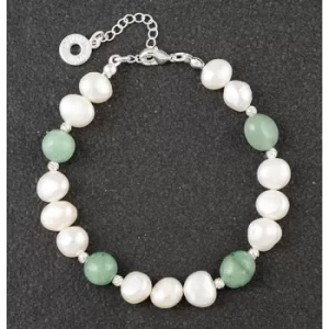 Image of Freshwater Pearl Jade Silver Plated Bracelet