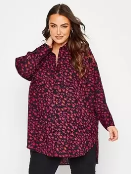 Image of Yours Oversized Boyfriend Shirt Black/orchid, Black, Size 16, Women