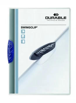 Image of Durable SWINGCLIP A4 Clip Folder Capacity 30 Sheets Blue Pack of 25 Folders