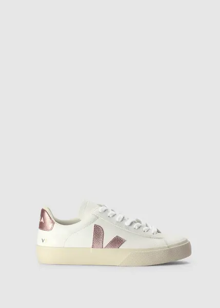 Image of Veja Womens Campo Leather Trainers In White Nacre