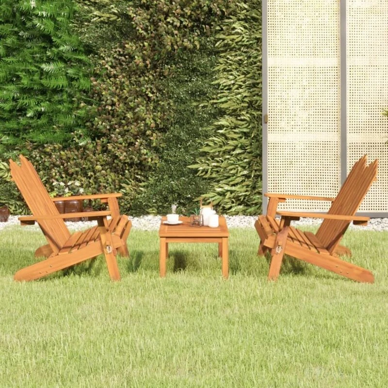 Image of vidaXL 3 Piece Adirondack Garden Lounge Set Solid Wood Acacia, Brown 3152133
