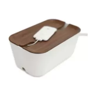 image of Bosign Hideaway Cable Organiser Medium White & Dark Wood