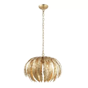 Image of Delphine Floral Leaves 3 Light Spherical Pendant Gold Paint, E14