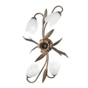 image of Sonia Flower Design Multi Arm Semi Flush Ceiling Lamp, Glass Shades, 4x E14