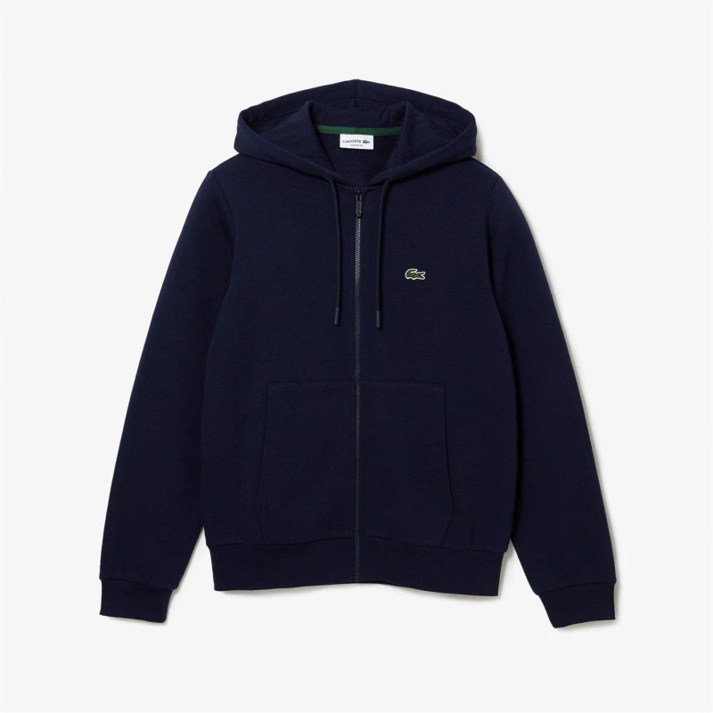 Image of Lacoste Cotton-Blend Jersey Hoodie - 7/XXL Blue Hoodies and Sweatshirts male SH9626-166 XXL