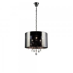 Image of Ceiling Pendant with Chrome Shade 5 Light Polished Chrome, Crystal