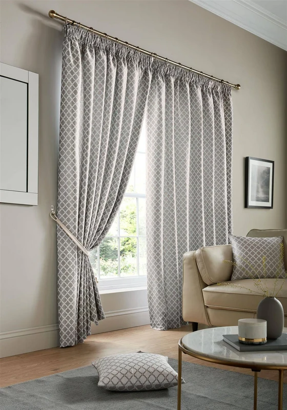 Image of ALAN SYMONDS Jacquard Curtains Pencil Pleat Taped Heading Fully Lined, Polyester, Teal, 66 x 54 - Alan Symonds 5039373074030
