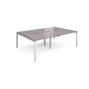 Image of Adapt double back to back desks 2400mm x 1600mm - white frame and grey oak top