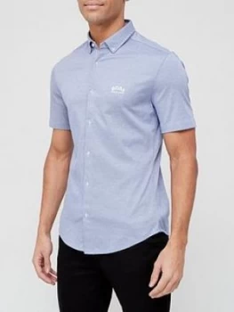 Image of Hugo Boss Athleisure Biadia R Short Sleeve Oxford Shirt Blue Size 2XL Men