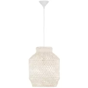 image of Netlighting Merano Allen Dome Pendant Ceiling Light Metal, Bamboo, White Wash Co