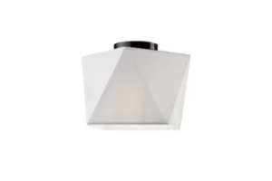 Image of Carla Semi Flush Light, Fabric Shade White, 1x E27