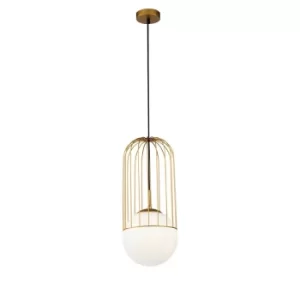 Telford Cage Ceiling Pendant Lamp Gold, 1 Light, E27