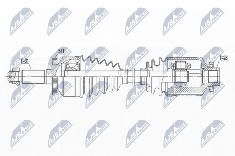 Image of NTY NPW-KA-362 Drive shaft Automatic Transmission, Front Axle Right Drive Shaft (13)