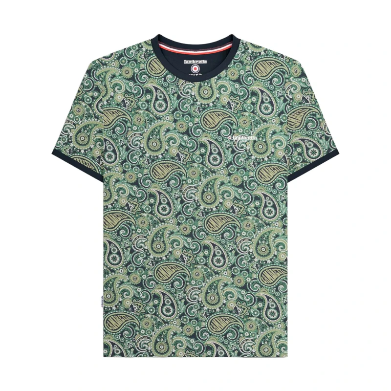 Image of Lambretta Lambretta Men SS25 Paisley T-Shirt in Navy Size: large Navy L Male 5063703718707