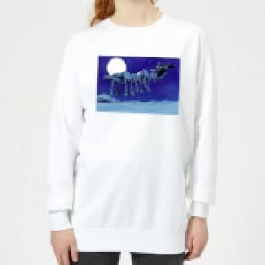 Image of Star Wars AT-AT Darth Vader Sleigh Womens Christmas Sweatshirt - White - 3XL