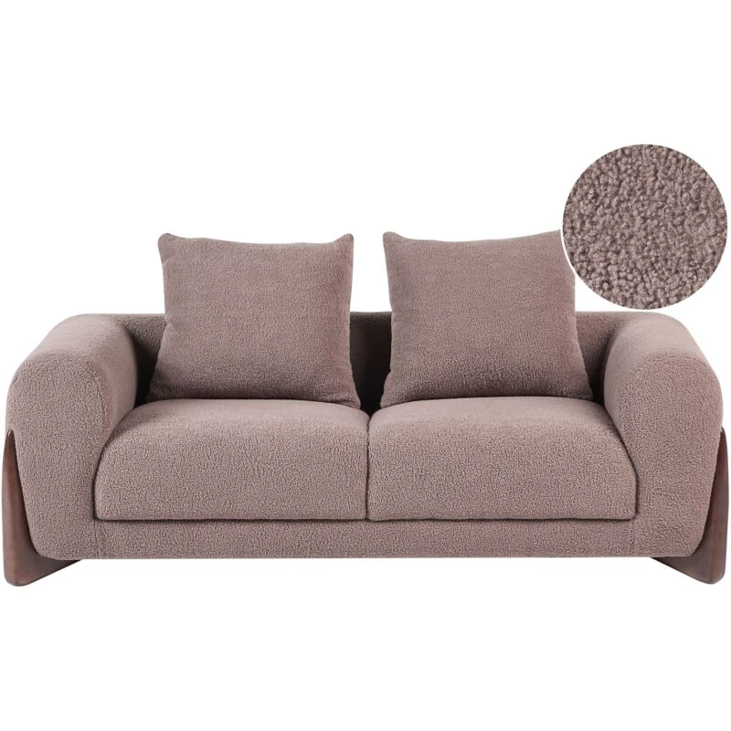 Image of Beliani Sofa 2 Seater Vinliden Boucle Brown