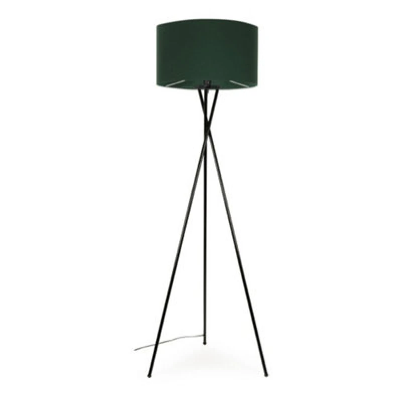 Image of ValueLights ValueLights Camden Black Metal Tripod Floor Lamp with Forest Green Drum Lamp Shade in Bottle Green Bottle Green One Size Unisex 5059406035