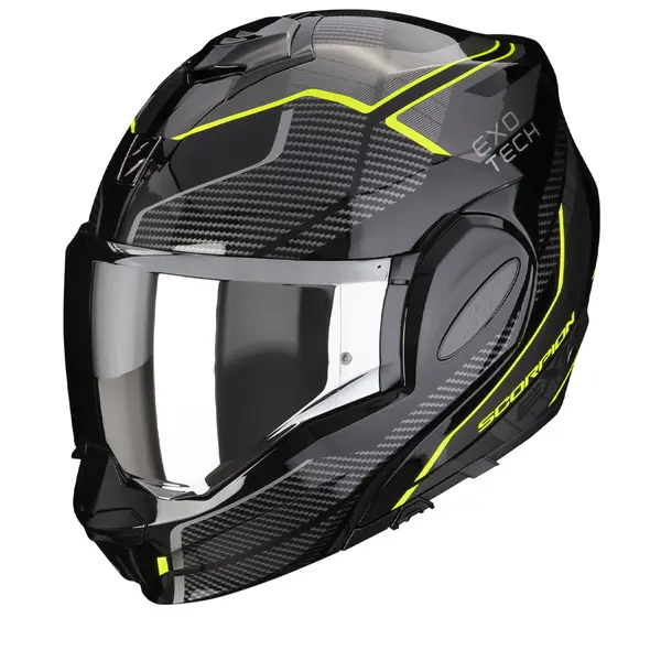 Scorpion Exo-Tech Evo Animo Black-Neon Yellow Modular Helmet L