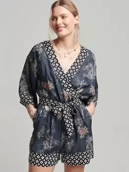 Image of Superdry Vintage Kimono Playsuit - Multi, Size 12, Women