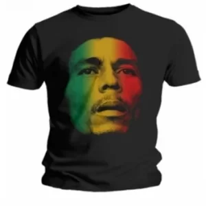 image of Bob Marley Face Mens Black T Shirt: Large