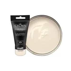 image of Crown Matt Emulsion Paint - Ivory Cream Tester Pot - 40ml