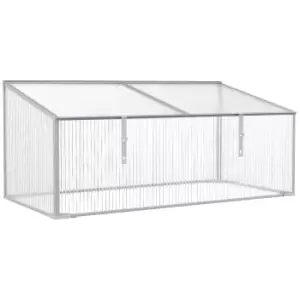 Image of Outsunny Garden Polycarbonate Cold Frame Greenhouse Grow House Flower Vegetable Plants Bed Aluminium Frame 99L x 60W x 44H cm