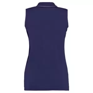 Image of Kustom Kit GamegearA Ladies Proactive Sleeveless Polo Shirt (12) (White/Navy)