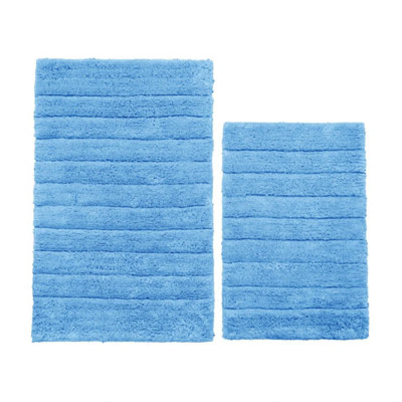Image of Allure Bath Fashions Marlow Ribbed Two Piece Bath Mat Set - Cornish Blue