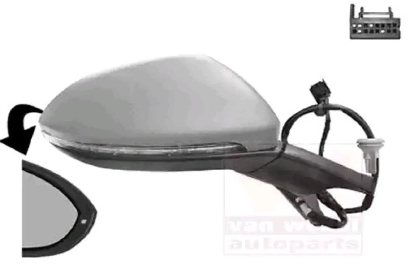 Image of VAN WEZEL 5766808 Wing mirror * HAGUS * Right, with automatic passenger mirror lowering, primed Outside Mirror (50)