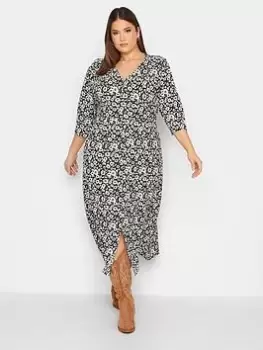 Image of Yours Floral Jersey Dress, Black, Size 18, Women