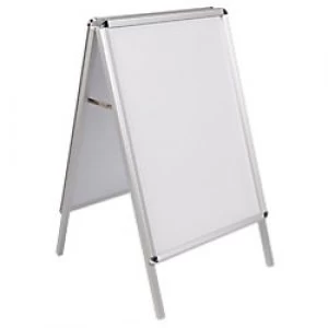 image of Bi-Office Pavement Sign White 700 x 1000 Aluminium Frame