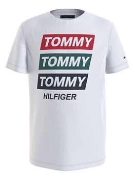 Image of Tommy Hilfiger Boys Seasonal Graphic Short Sleeve T-Shirt - White, Size 12 Years