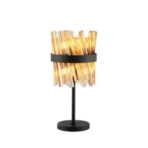 image of Lysander 6 Light G9, Table Lamp, Satin Black, Amber