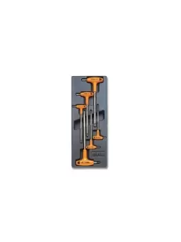 image of Beta Tools T52 6pc Offset Hex Key w/ Handles Set Hard Tray for Roller Cabs 2-6mm